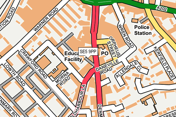 SE5 9PP map - OS OpenMap – Local (Ordnance Survey)