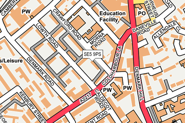 SE5 9PS map - OS OpenMap – Local (Ordnance Survey)