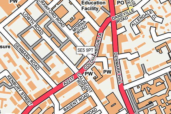 SE5 9PT map - OS OpenMap – Local (Ordnance Survey)