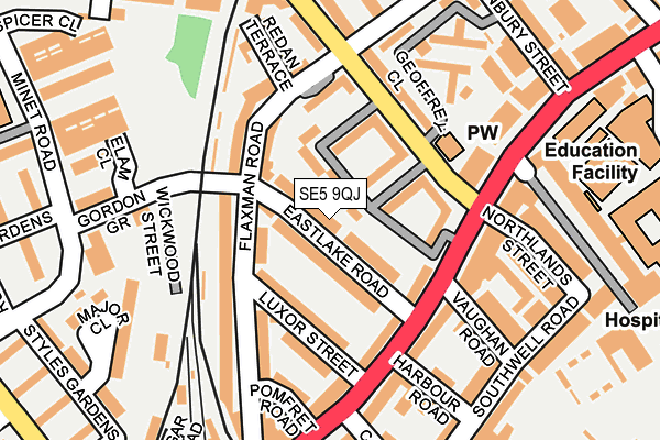 SE5 9QJ map - OS OpenMap – Local (Ordnance Survey)