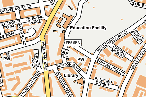 SE5 9RA map - OS OpenMap – Local (Ordnance Survey)