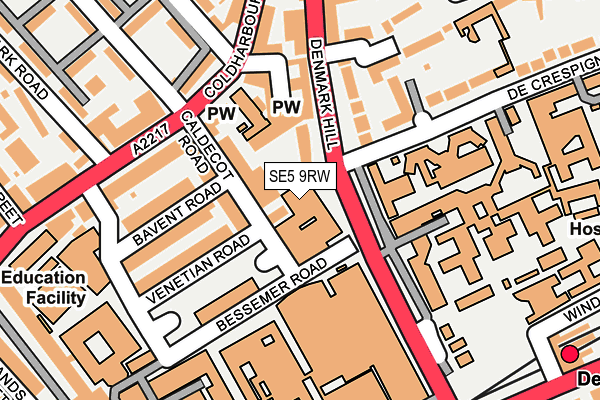SE5 9RW map - OS OpenMap – Local (Ordnance Survey)