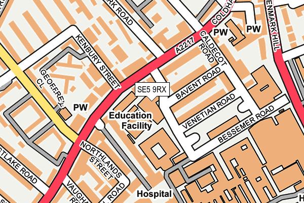 SE5 9RX map - OS OpenMap – Local (Ordnance Survey)