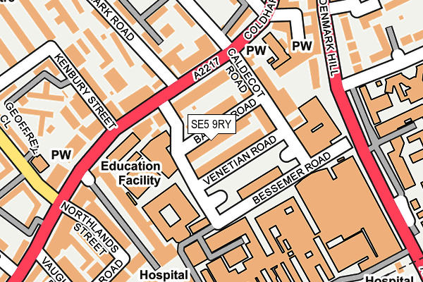 SE5 9RY map - OS OpenMap – Local (Ordnance Survey)