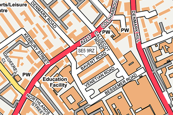 SE5 9RZ map - OS OpenMap – Local (Ordnance Survey)