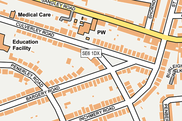 SE6 1DX map - OS OpenMap – Local (Ordnance Survey)