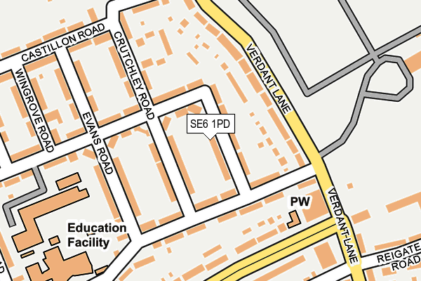 SE6 1PD map - OS OpenMap – Local (Ordnance Survey)