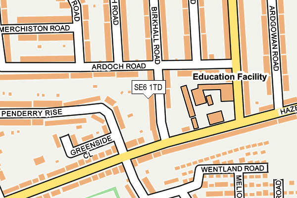 SE6 1TD map - OS OpenMap – Local (Ordnance Survey)