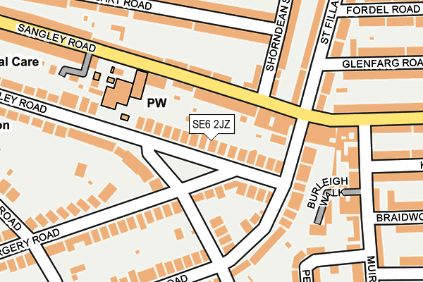 SE6 2JZ map - OS OpenMap – Local (Ordnance Survey)