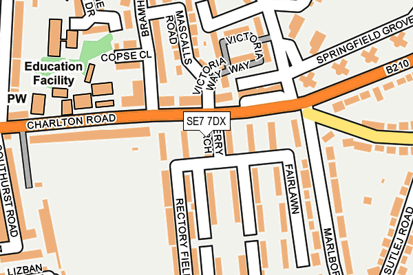 SE7 7DX map - OS OpenMap – Local (Ordnance Survey)