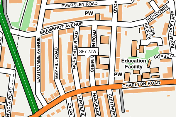 SE7 7JW map - OS OpenMap – Local (Ordnance Survey)