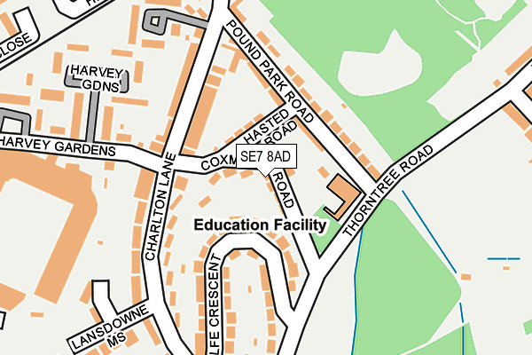 SE7 8AD map - OS OpenMap – Local (Ordnance Survey)