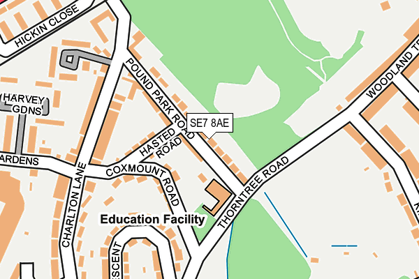SE7 8AE map - OS OpenMap – Local (Ordnance Survey)