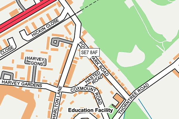 SE7 8AF map - OS OpenMap – Local (Ordnance Survey)