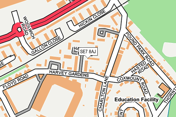 SE7 8AJ map - OS OpenMap – Local (Ordnance Survey)