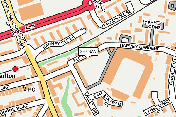 SE7 8AN map - OS OpenMap – Local (Ordnance Survey)
