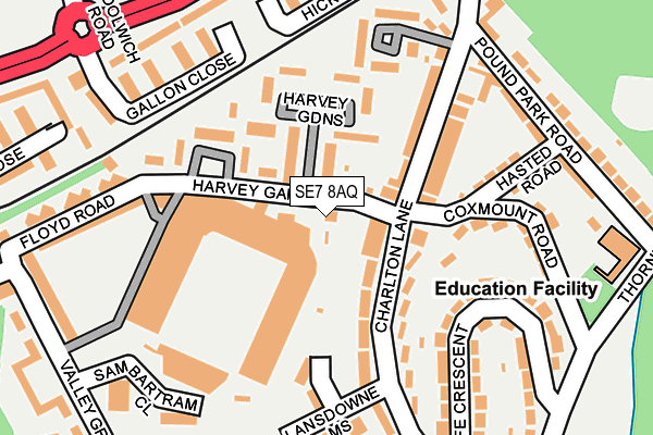 SE7 8AQ map - OS OpenMap – Local (Ordnance Survey)