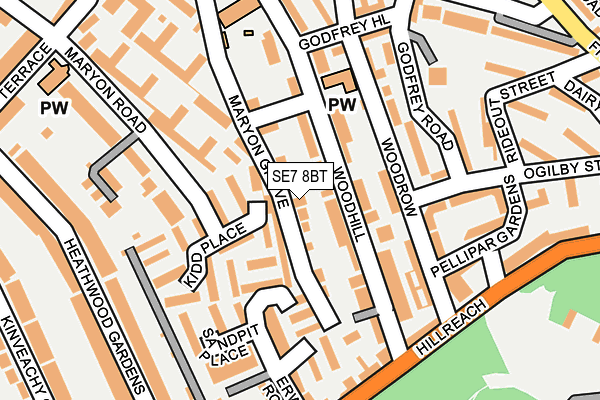 SE7 8BT map - OS OpenMap – Local (Ordnance Survey)