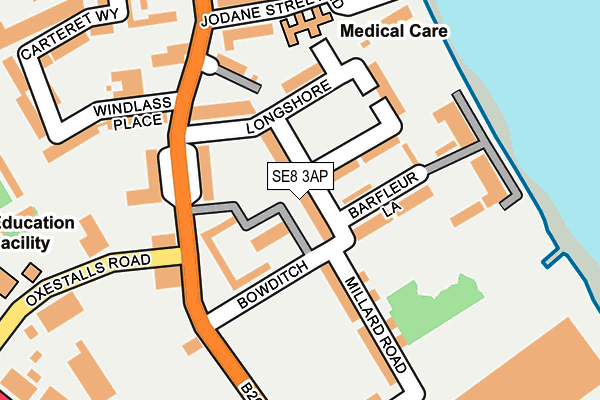 SE8 3AP map - OS OpenMap – Local (Ordnance Survey)