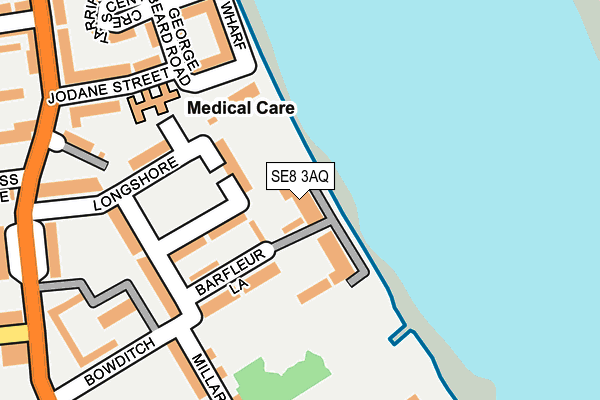 SE8 3AQ map - OS OpenMap – Local (Ordnance Survey)