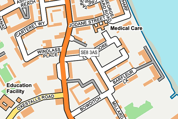 SE8 3AS map - OS OpenMap – Local (Ordnance Survey)
