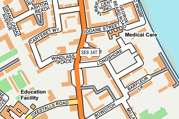 SE8 3AT map - OS OpenMap – Local (Ordnance Survey)
