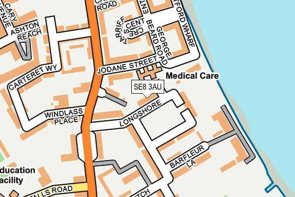 SE8 3AU map - OS OpenMap – Local (Ordnance Survey)