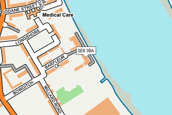 SE8 3BA map - OS OpenMap – Local (Ordnance Survey)