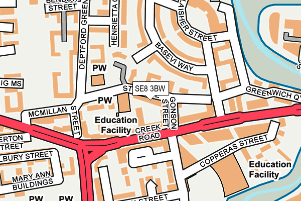 SE8 3BW map - OS OpenMap – Local (Ordnance Survey)