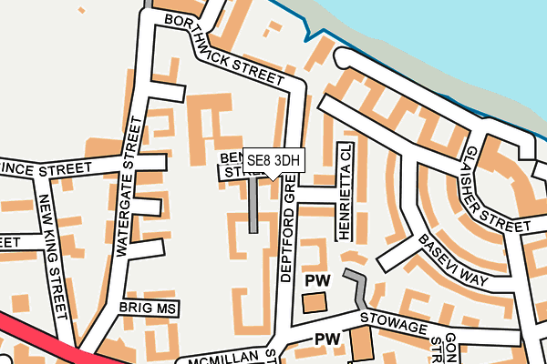 SE8 3DH map - OS OpenMap – Local (Ordnance Survey)