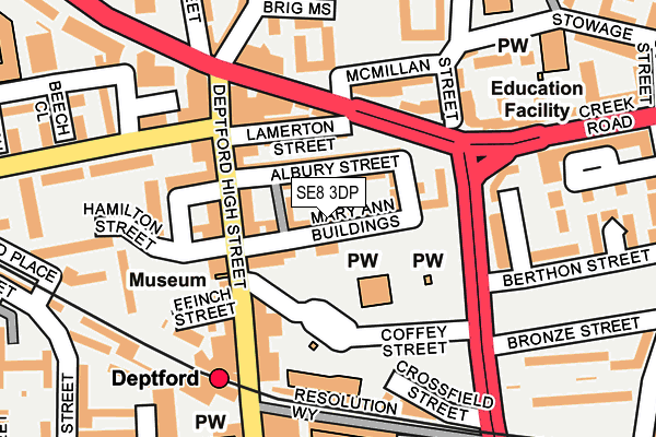 SE8 3DP map - OS OpenMap – Local (Ordnance Survey)