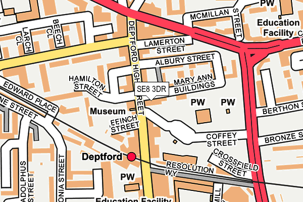 SE8 3DR map - OS OpenMap – Local (Ordnance Survey)