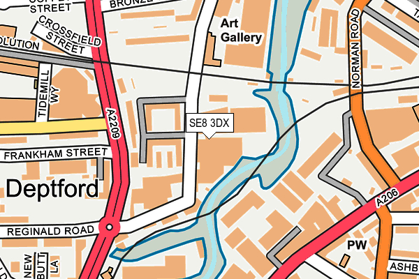 SE8 3DX map - OS OpenMap – Local (Ordnance Survey)