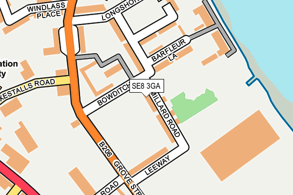 SE8 3GA map - OS OpenMap – Local (Ordnance Survey)