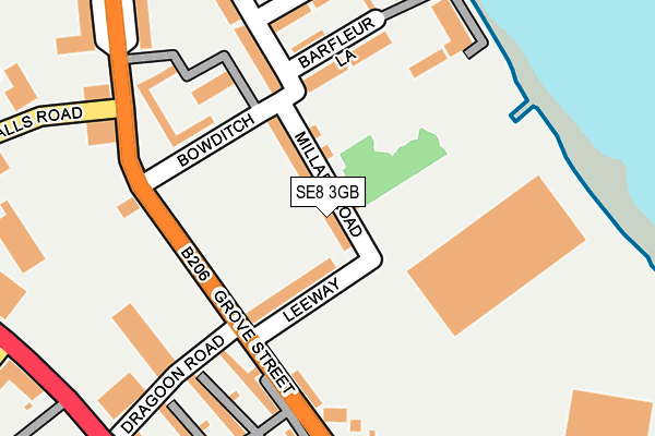 SE8 3GB map - OS OpenMap – Local (Ordnance Survey)