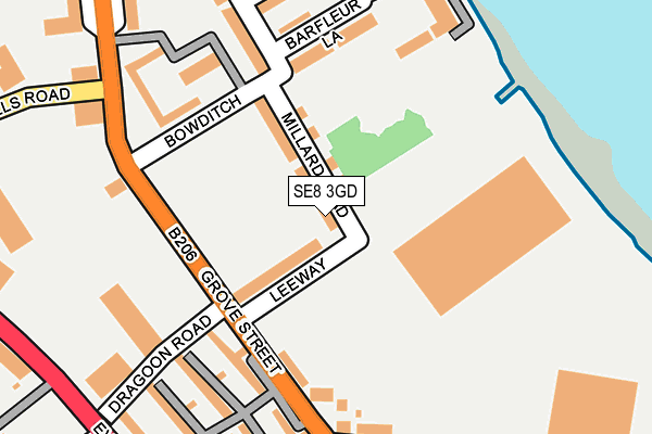 SE8 3GD map - OS OpenMap – Local (Ordnance Survey)