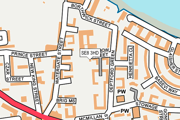 SE8 3HD map - OS OpenMap – Local (Ordnance Survey)