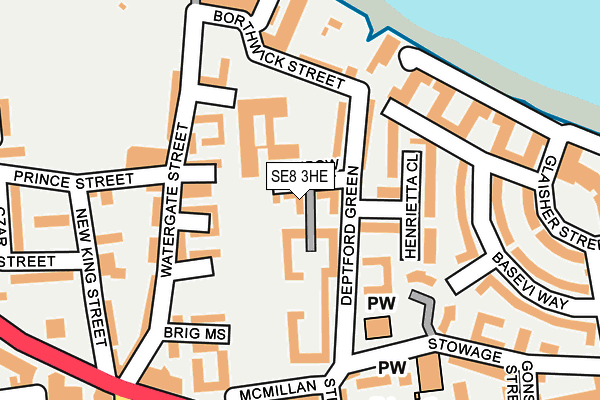 SE8 3HE map - OS OpenMap – Local (Ordnance Survey)