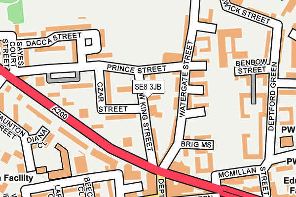 SE8 3JB map - OS OpenMap – Local (Ordnance Survey)
