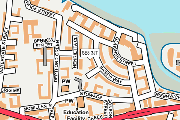 SE8 3JT map - OS OpenMap – Local (Ordnance Survey)