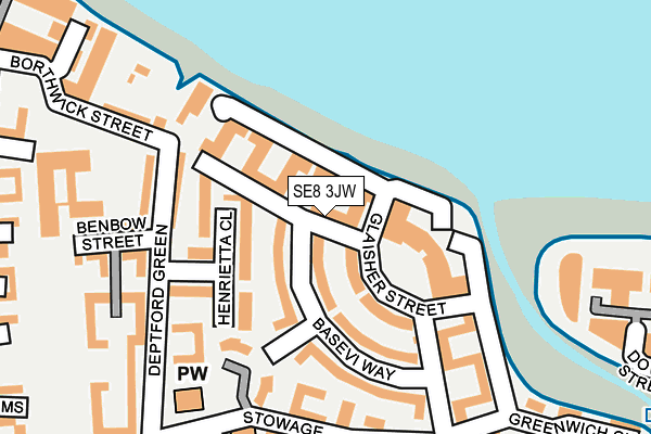 SE8 3JW map - OS OpenMap – Local (Ordnance Survey)