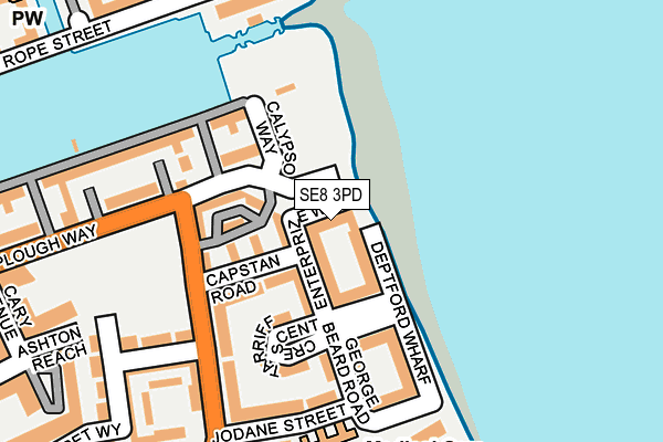 SE8 3PD map - OS OpenMap – Local (Ordnance Survey)