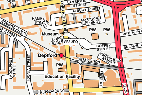 SE8 3PQ map - OS OpenMap – Local (Ordnance Survey)