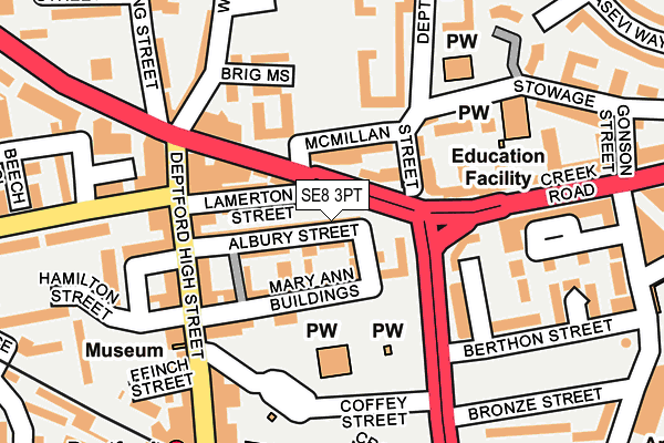 SE8 3PT map - OS OpenMap – Local (Ordnance Survey)