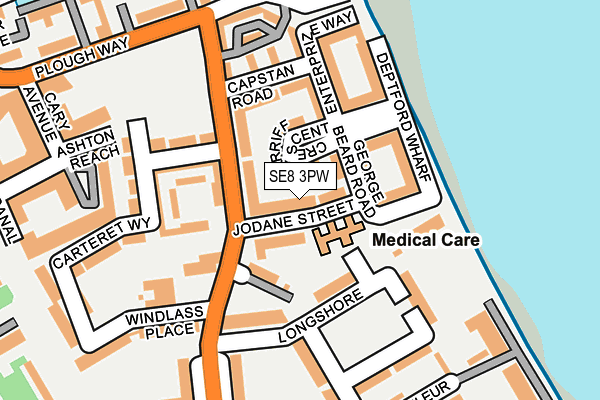 SE8 3PW map - OS OpenMap – Local (Ordnance Survey)