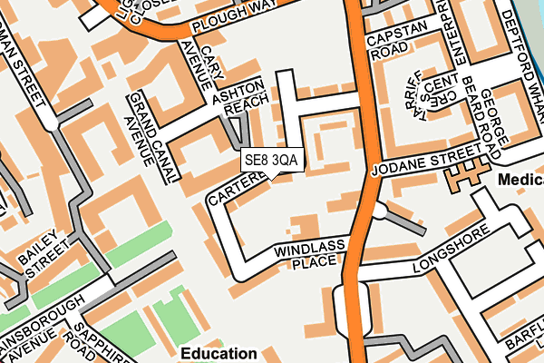 SE8 3QA map - OS OpenMap – Local (Ordnance Survey)