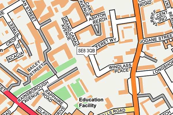 SE8 3QB map - OS OpenMap – Local (Ordnance Survey)