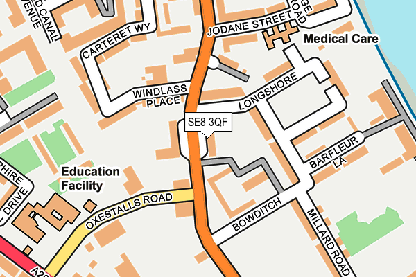 SE8 3QF map - OS OpenMap – Local (Ordnance Survey)