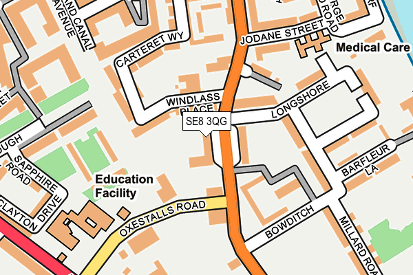 SE8 3QG map - OS OpenMap – Local (Ordnance Survey)