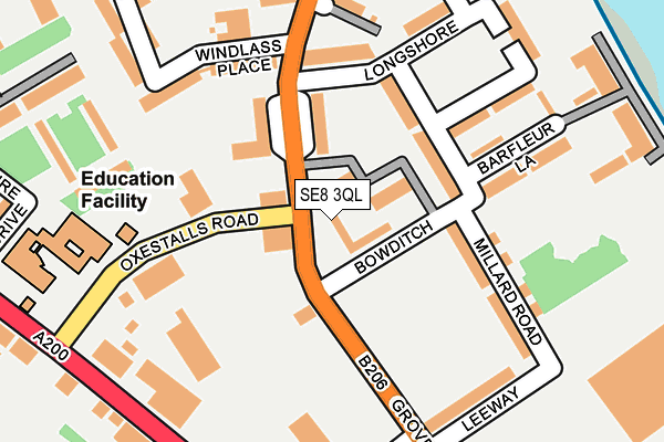 SE8 3QL map - OS OpenMap – Local (Ordnance Survey)